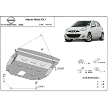 Nissan Micra, 2010-2018 - Motorvédő lemez