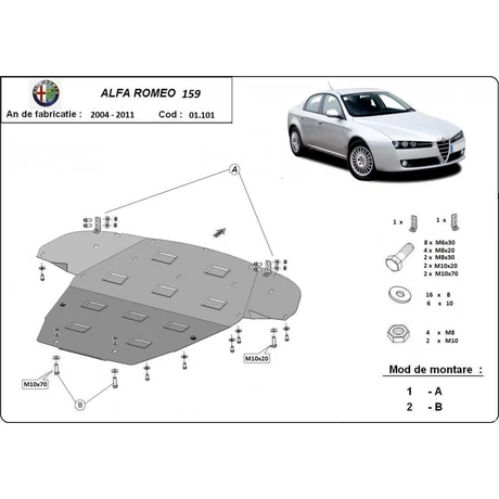 Alfa Romeo 159, 2004-2011 - Motorvédő lemez