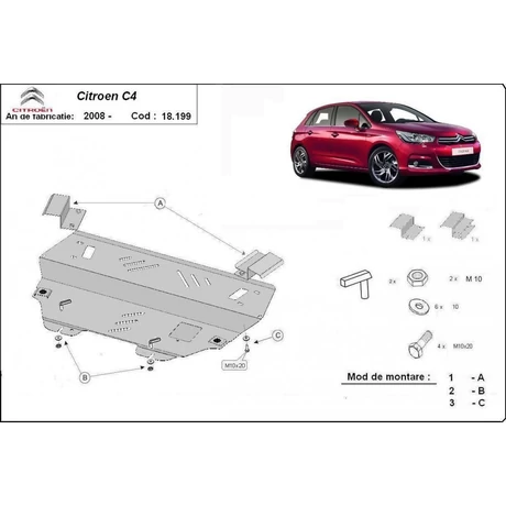 Citroen C4, 2008-2014 - Motorvédő lemez