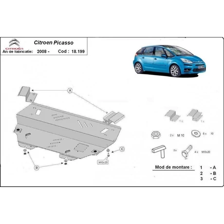 Citroen Picasso, C4 Picasso, C4 Grand Picasso 2006-2018 - Motorvédő lemez
