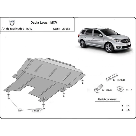 Dacia Logan MCV, 2012-2018 - Motorvédő lemez