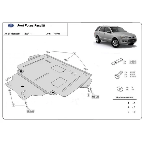 Ford Focus Facelift, 2005-2010 - Motorvédő lemez