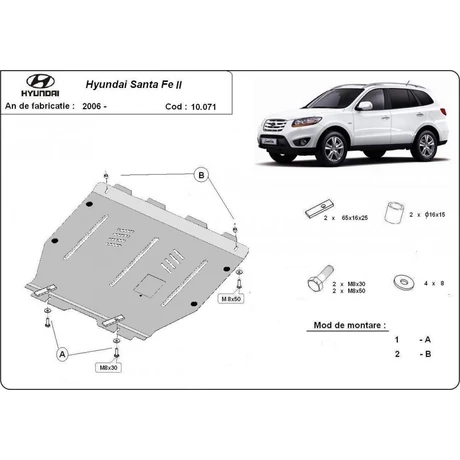 Hyundai Santa Fe II, 2006-2011 - Motorvédő lemez