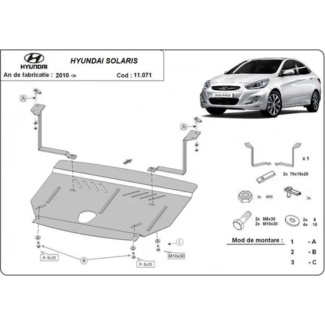 Hyundai Solaris, 2010-2018 - Motorvédő lemez