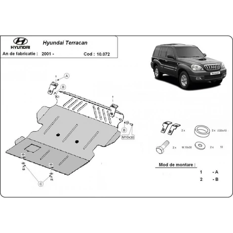 Hyundai Terracan, 2001-2007 - Motorvédő lemez