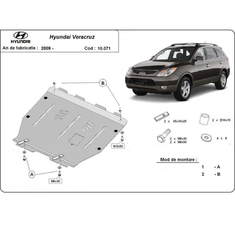 Hyundai Veracruz, 2009-2018 - Motorvédő lemez