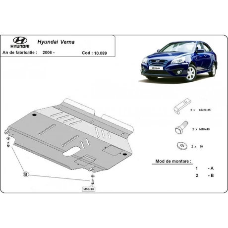 Hyundai Verna, 2006-2018 - Motorvédő lemez