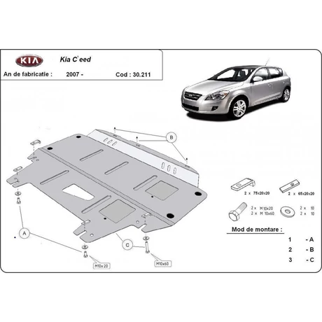Kia Ceed, 2007-2011 - Motorvédő lemez