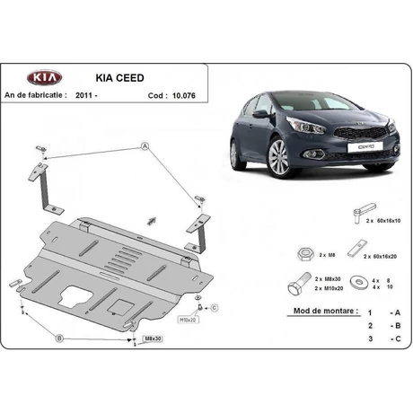 Kia Ceed, 2012-2018 - Motorvédő lemez