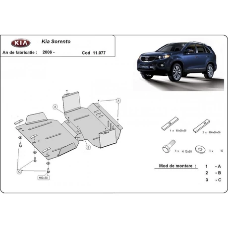 Kia Sorento, 2006-2010 - Motorvédő lemez