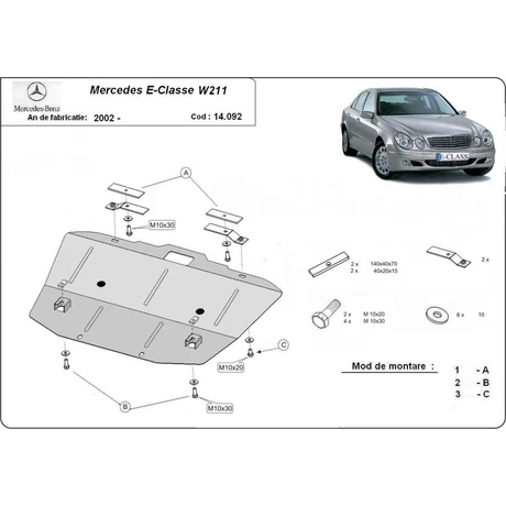 Mercedes E-Classe W211, 2002-2008 - Motorvédő lemez3.2