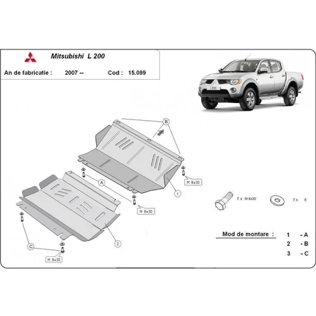 Mitsubishi L200, 2007-2015 - Motorvédő lemez