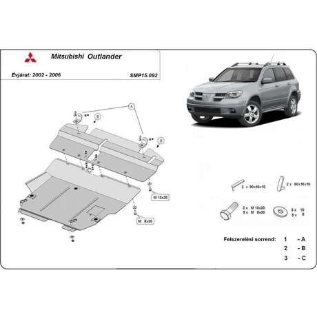 Mitsubishi Outlander, 2002-2006 - Motorvédő lemez