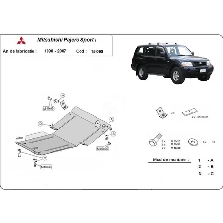 Mitsubishi Pajero Sport I, 1998-2007 - Motorvédő lemez