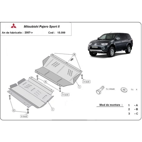 Mitsubishi Pajero Sport II, 2007-2018 - Motorvédő lemez