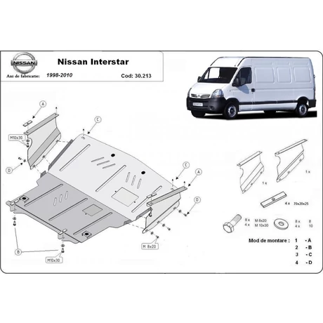 Nissan Interstar, 1998-2010 - Motorvédő lemez