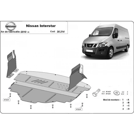 Nissan Interstar, 2010-2018 - Motorvédő lemez