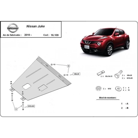 Nissan Juke, 2010-2018 - Motorvédő lemez
