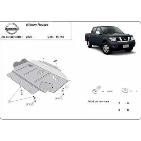 Nissan Navara, 2005-2018 - Motorvédő lemez