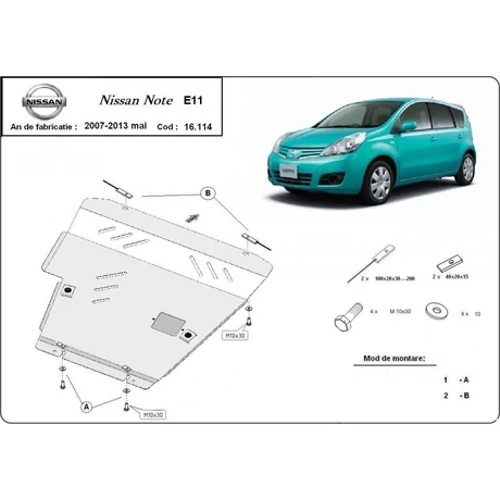 Nissan Note, 2007-2013 - Motorvédő lemez