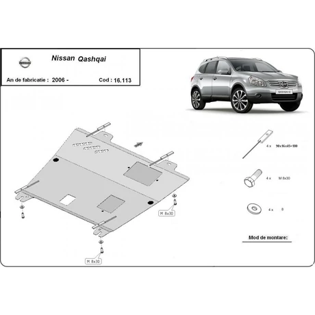 Nissan Qashqai, 2006-2013 - Motorvédő lemez
