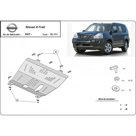 Nissan X-Trail T31, 2007-2013 - Motorvédő lemez