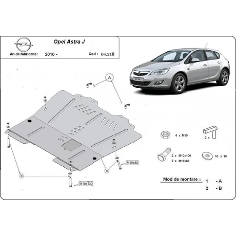 Opel Astra J, 2010-2019 - Motorvédő lemez
