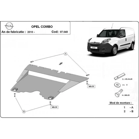 Opel Combo, 2010-2018 - Motorvédő lemez