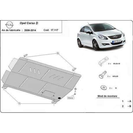 Opel Corsa D, 2006-2014 - Motorvédő lemez