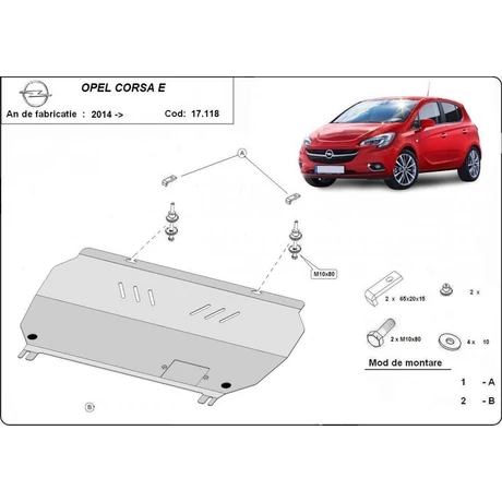 Opel Corsa E, 2014-2018 - Motorvédő lemez