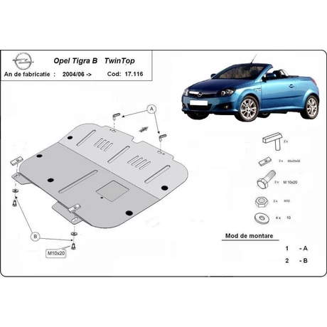 Opel Tigra, 2004/6-2018 - Motorvédő lemez