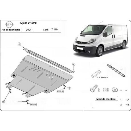 Opel Vivaro, 2001-2014 - Motorvédő lemez