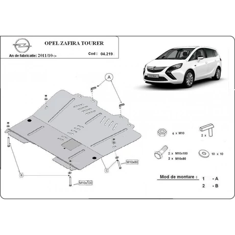 Opel Zafira C, 2011-2018 - Motorvédő lemez