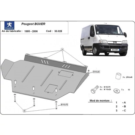 Peugeot Boxer, 1996-2006 - Motorvédő lemez