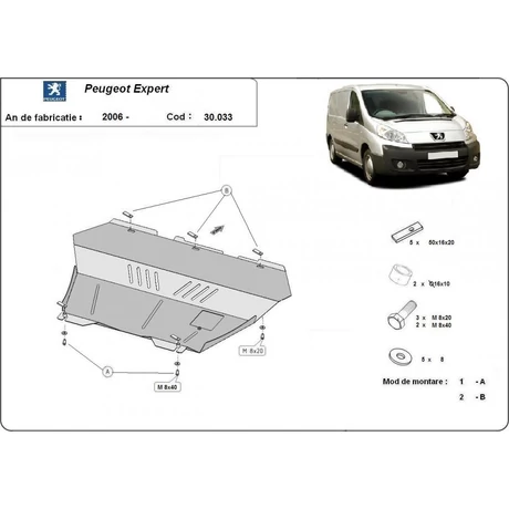Peugeot Expert, 2006-2016 - Motorvédő lemez