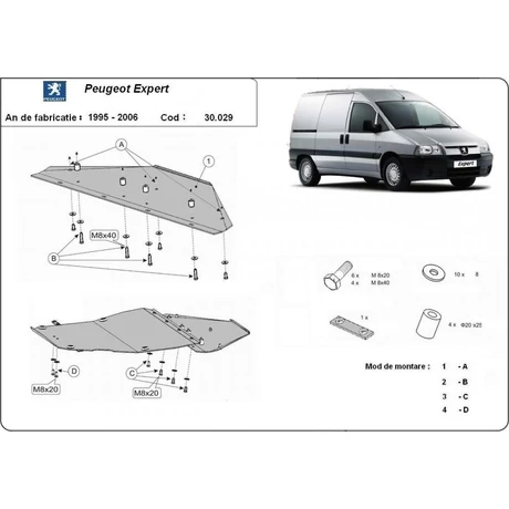 Peugeot Expert, 1995-2006 - Motorvédő lemez