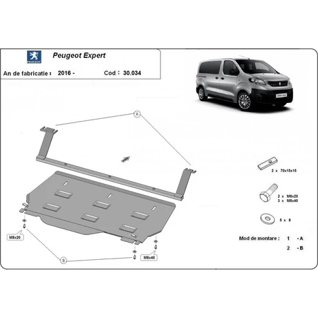 Peugeot Expert, 2016-2018 - Motorvédő lemez
