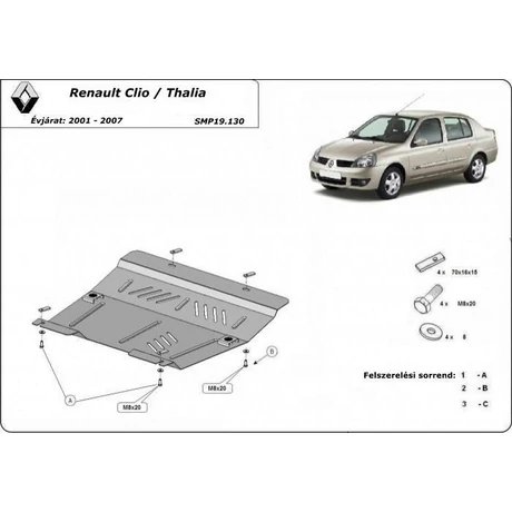 Renault Clio/Thalia, 1997-2007 - Motorvédő lemez