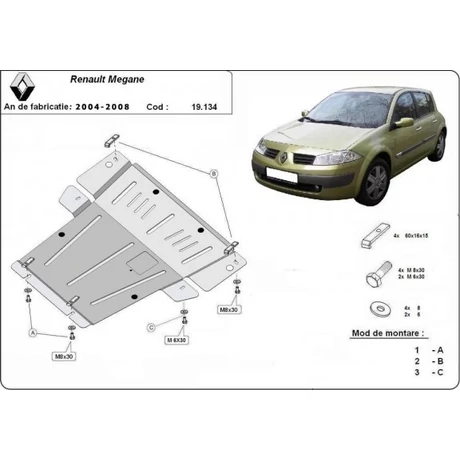 Renault Megane, 2004-2008 - Motorvédő lemez