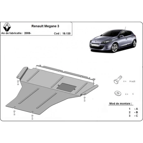 Renault Megane, 2008-2017 - Motorvédő lemez