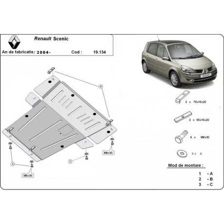 Renault Scenic, 2004-2008 - Motorvédő lemez