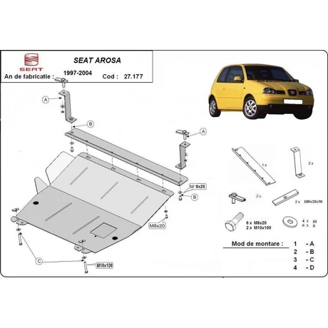 Seat Arosa, 1997-2004 - Motorvédő lemez