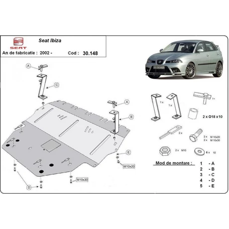 Seat Ibiza, 2002-2018 dízel - Motorvédő lemez