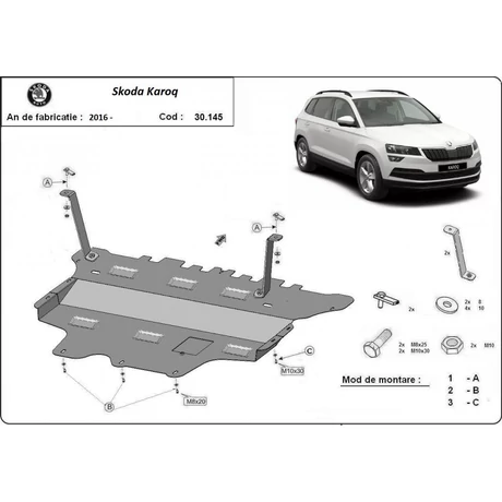 Škoda Karoq, 2016-2018 - Motorvédő lemez