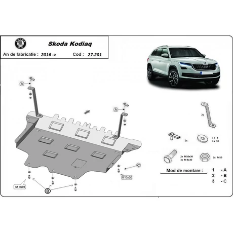 Skoda Kodiaq, 2016-2018 - Motorvédő lemez