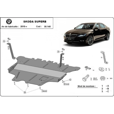 Skoda Superb, 2015-2018 - Motorvédő lemez