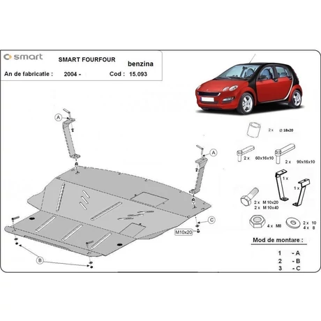 Smart FourFour 2004-2014 - Motorvédő lemez