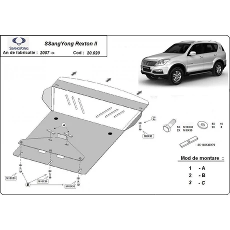 Ssangyong Rexton II 2007-2018 - Motorvédő lemez
