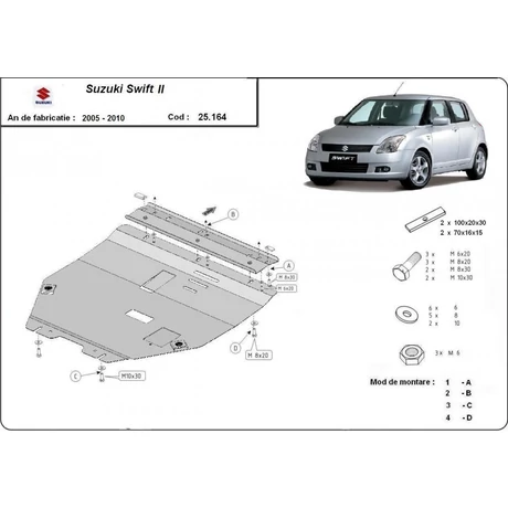 Suzuki Swift II, 2005-2010 - Motorvédő lemez