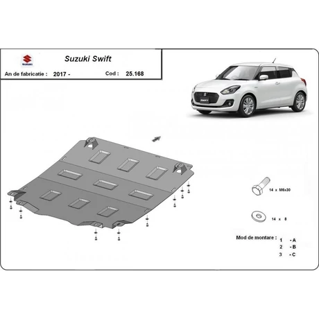 Suzuki Swift, 2017-2019 - Motorvédő lemez